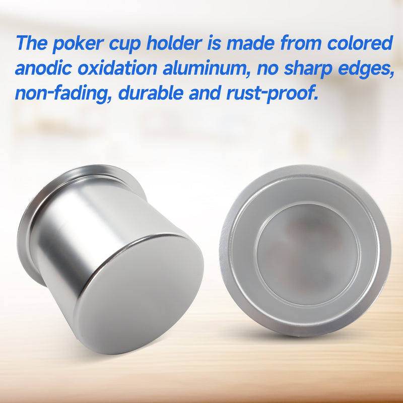 Sliver Jumbo Drop-in Poker Table Cup Holders for Casino Poker Table