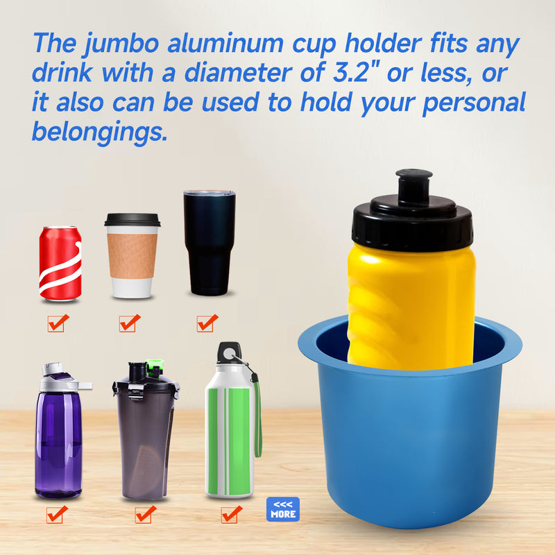 Jumbo Aluminum Drop-in Cup Holder - Blue