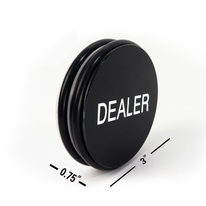 Double-Sided Casino Poker Dealer Puck Button (Black with White & Clear Acrylic)