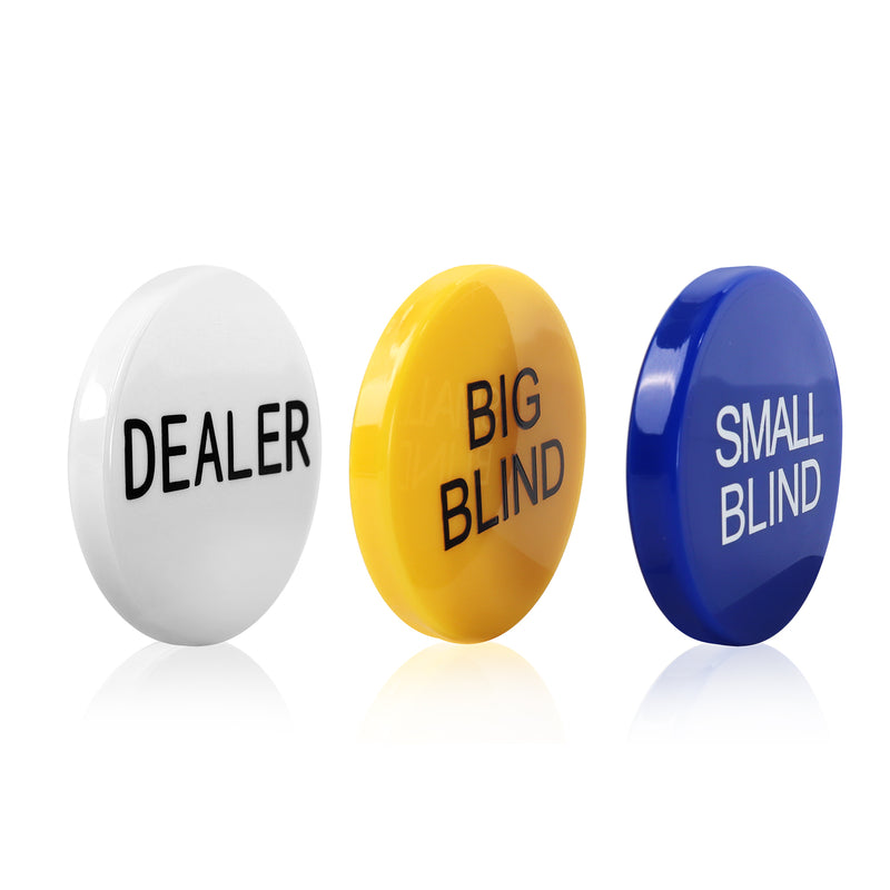 2" Small Blind, Big Blind, Dealer Puck Buttons - Casino Texas Hold‘em Poker Dealer Accessory