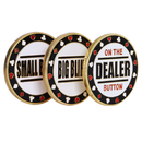 1.5" Metal Small Blind, Big Blind, Dealer Puck Buttons - Set of 3 Poker Dealer Button Set
