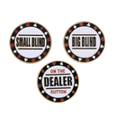 1.5" Metal Small Blind, Big Blind, Dealer Puck Buttons - Set of 3 Poker Dealer Button Set