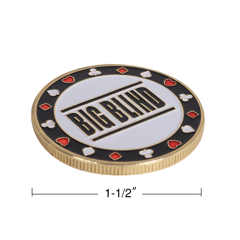 1.5" Metal Small Blind, Big Blind, Dealer Puck Buttons - Set of 3 Poker Dealer Button Set