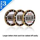 1.5" Metal Small Blind, Big Blind, Dealer Puck Buttons - Set of 3 Poker Dealer Button Set