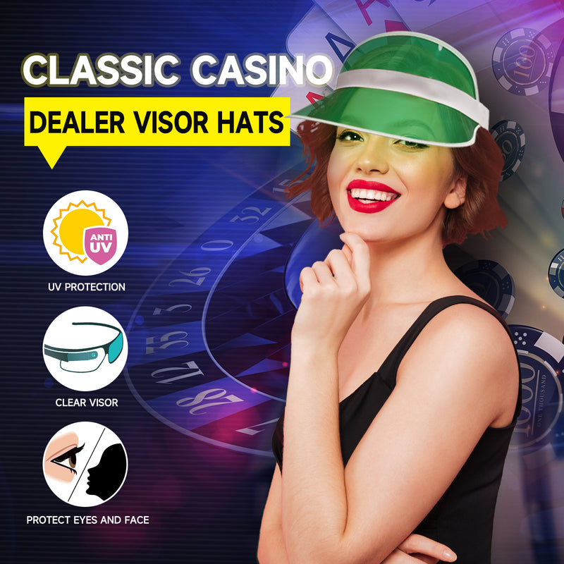 10 Packs Casino Vegas Style Poker Dealer Visors, Bingo Game Hats