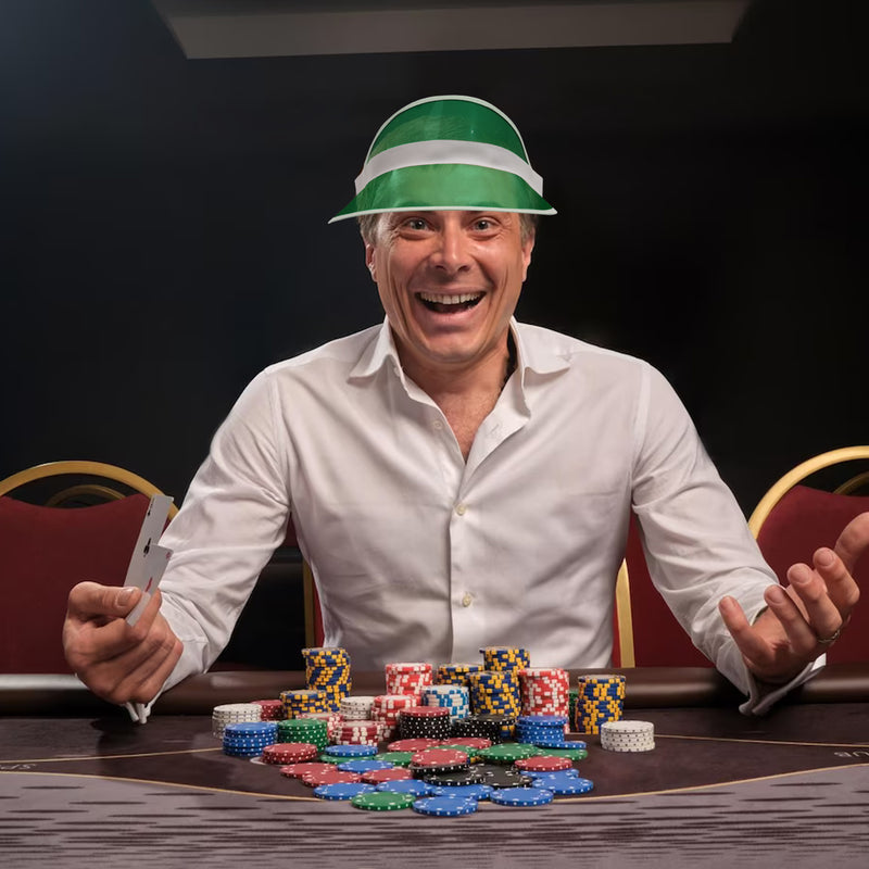10 Packs Casino Vegas Style Poker Dealer Visors, Bingo Game Hats, Sun Visor Hat for Men/Women