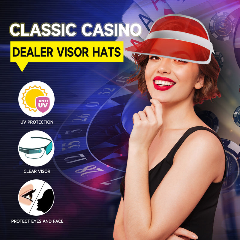 5 Packs Multi-color Casino Vegas Style Poker Dealer Visors, Bingo Game Hats