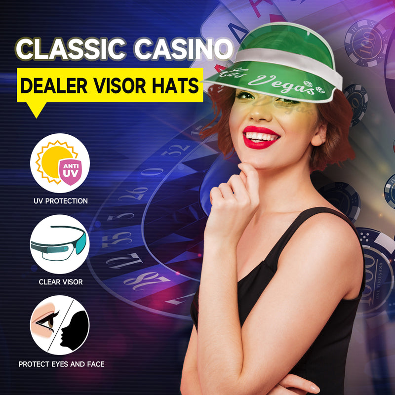 Vegas Style Poker Dealer Visors, Bingo Game Hats