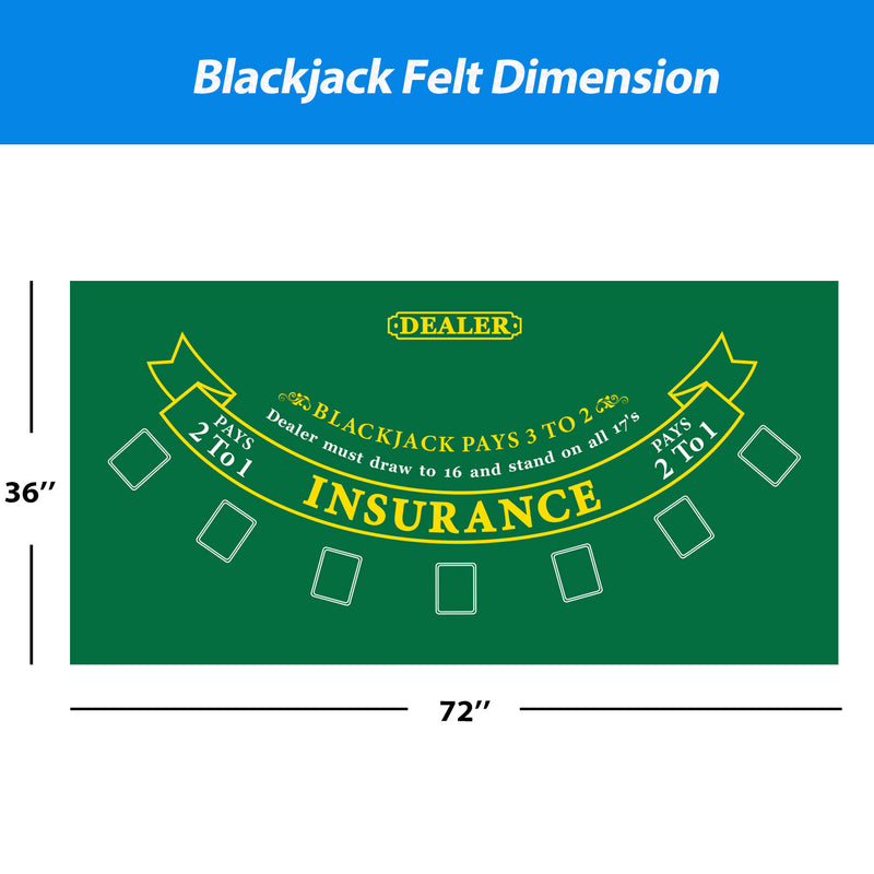 36" x 72" Portable Casino Blackjack Tabletop Felt Layout Mat