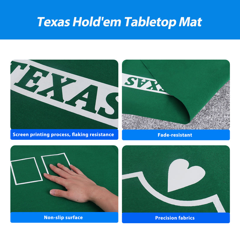 36" x 72" Portable Casino Texas Hold'em Tabletop Felt Layout Mat