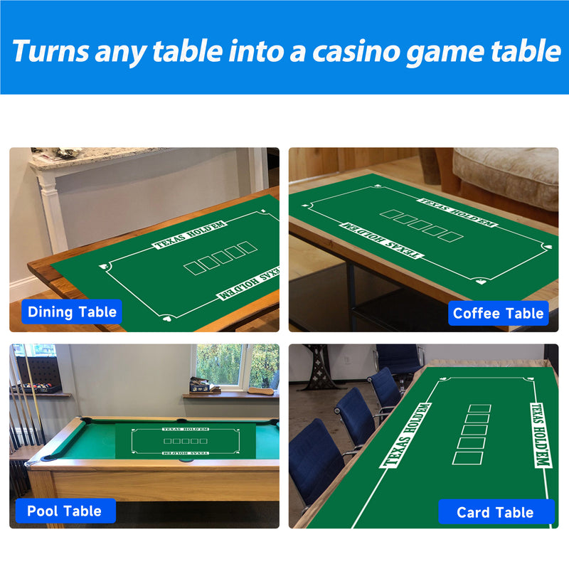 36" x 72" Portable Casino Texas Hold'em Tabletop Felt Layout Mat