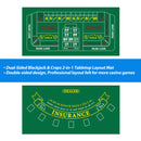 2-Sided 36" x 72" Casino Craps & Blackjack Tabletop Felt Layout Mat