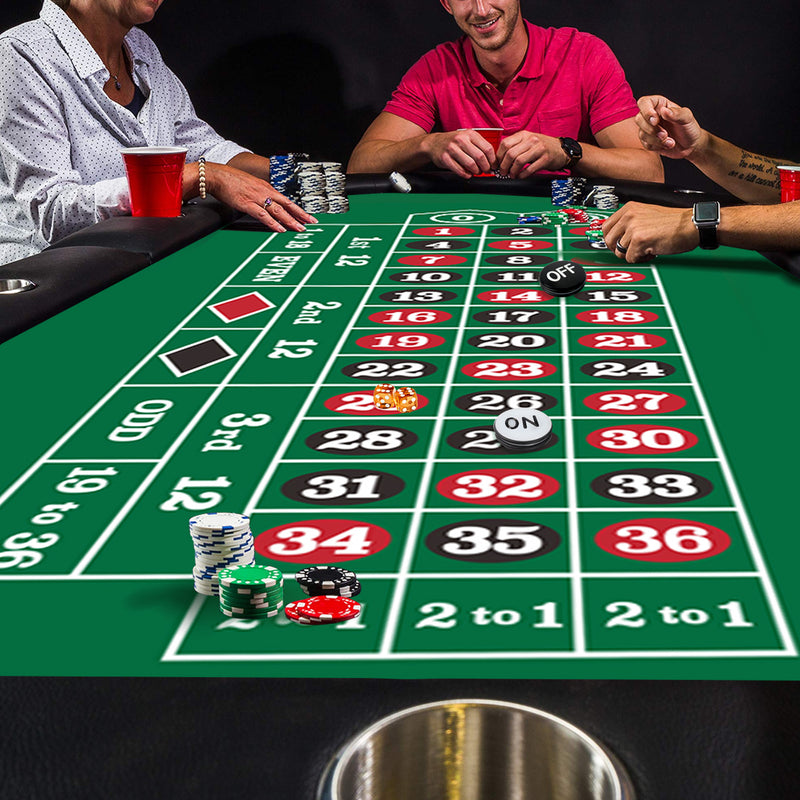2-Sided 36" x 72" Casino Roulette & Blackjack Tabletop Felt Layout Mat