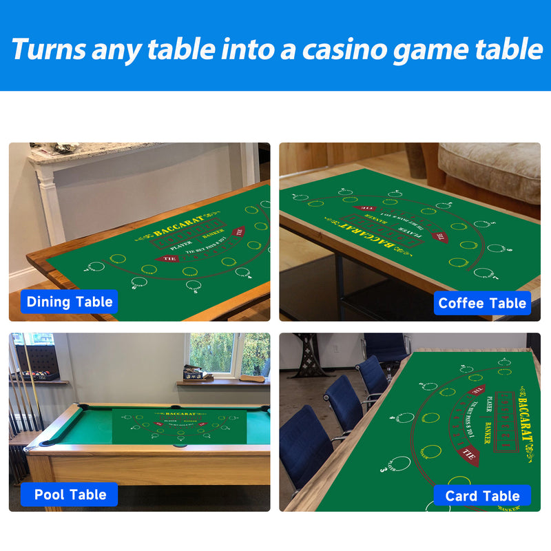 2-Sided 36" x 72" Casino Texas Holdem & Blackjack Tabletop Felt Layout Mat