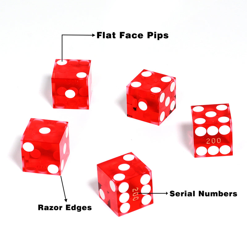Set of 25 AAA Grade 19mm Vegas Casino Style Craps Dice with Razor Sharp Edges for (6 Colors)