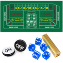 Craps Tabletop Game Set, Including Craps Layout Felt, Casino Dice, Craps On/Off Puck Button