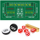 Craps Tabletop Game Set, Including Craps Layout Felt, Casino Dice, Craps On/Off Puck Button