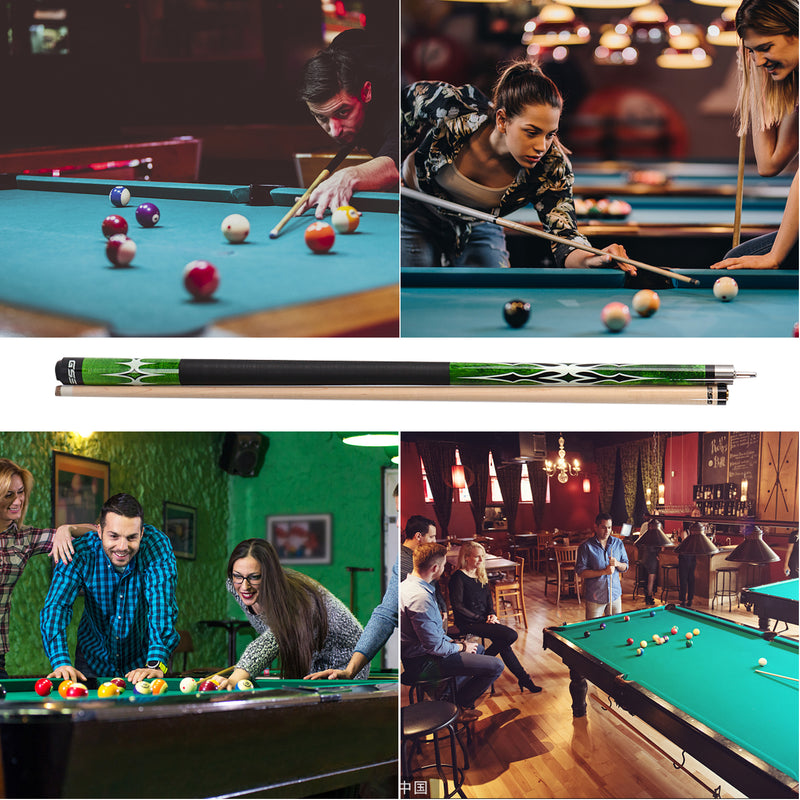 Set of 4 58" Canadian Maple Hardwood Billiard Pool Cue Sticks (Green)