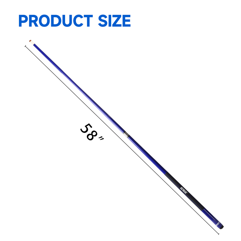 58" 2-Piece Fiberglass Graphite Composite Billiard Pool Cue Stick for Commercial, Bar and House - Blue (18oz-21oz Available)