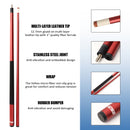 Set of 4 58" Matte Red Fiberglass Graphite Composite Detachable Billiard Pool Cue Sticks