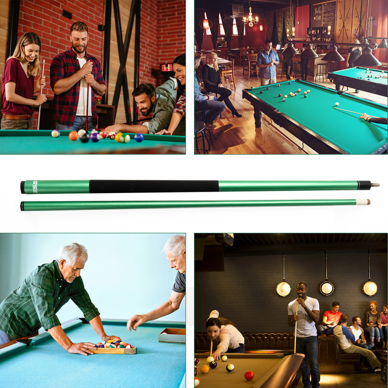 Set of 4 58" Matte Green Fiberglass Graphite Composite Detachable Billiard Pool Cue Sticks