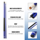 Set of 4 58" Matte Blue Fiberglass Graphite Composite Detachable Billiard Pool Cue Sticks