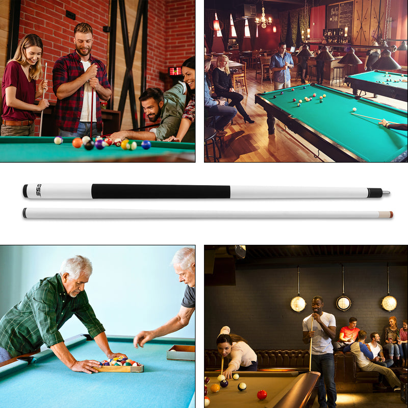 58" 2-Piece Matte White Fiberglass Graphite Composite Billiard Pool Cue Stick