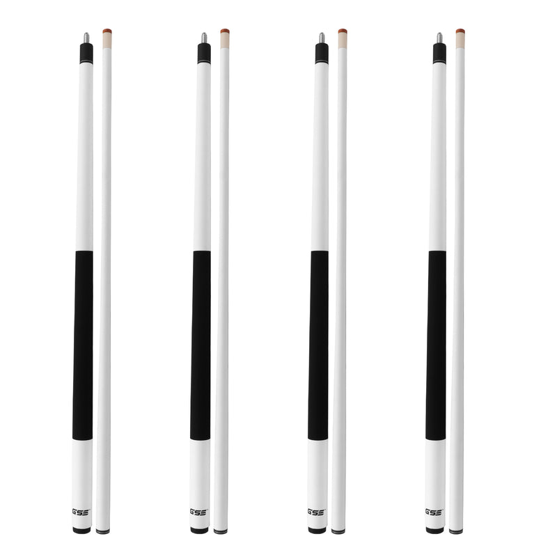 Set of 4 Matte White Fiberglass Graphite Composite Billiard Pool Cue Sticks