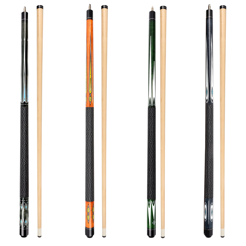 Set of 4 58" 18/19/20/21oz Hardwood Maple Detachable Billiard Pool Sticks Set for Commercial,Bar and House - Multi Color