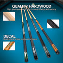 Set of 4 58" Hardwood Maple Detachable Billiard Pool Cue Stick Set (Multi-Color)