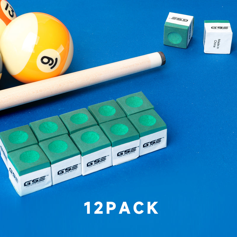 12-Pack of Billiard Pool Cue Chalks Pool Cue Aid Tool for Home Games, Bar, Pool Cue Club, Tournaments (6 Colors)