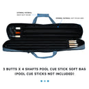 3x4 Heavy-Duty Nylon Pool Cue Stick Soft Carrying Bag