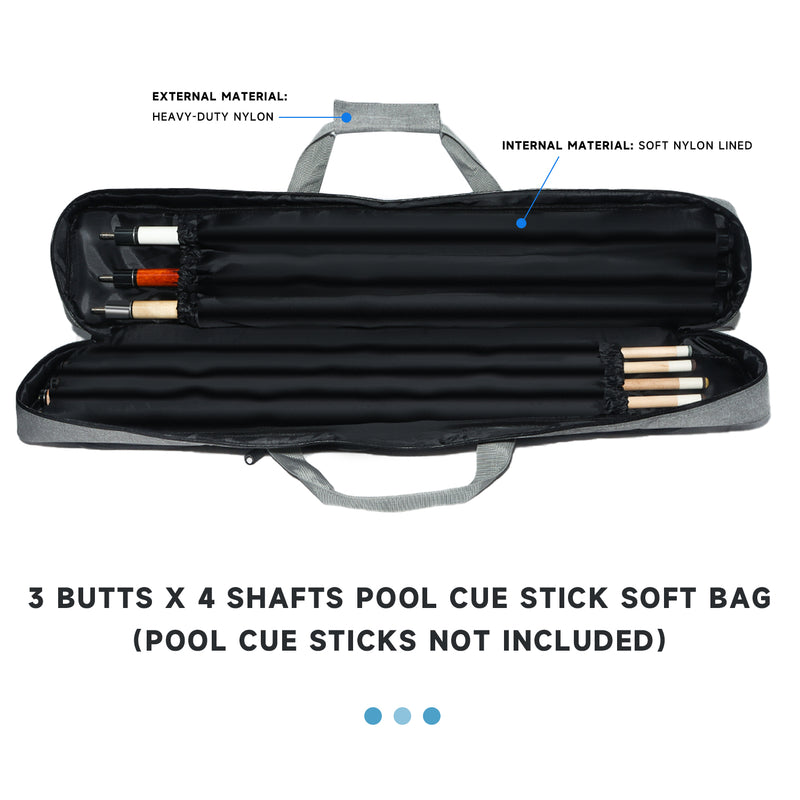 3x4 Heavy-Duty Hard-Wearing Waterproof Nylon Pool Cue Stick Soft Carrying Bag with Handle