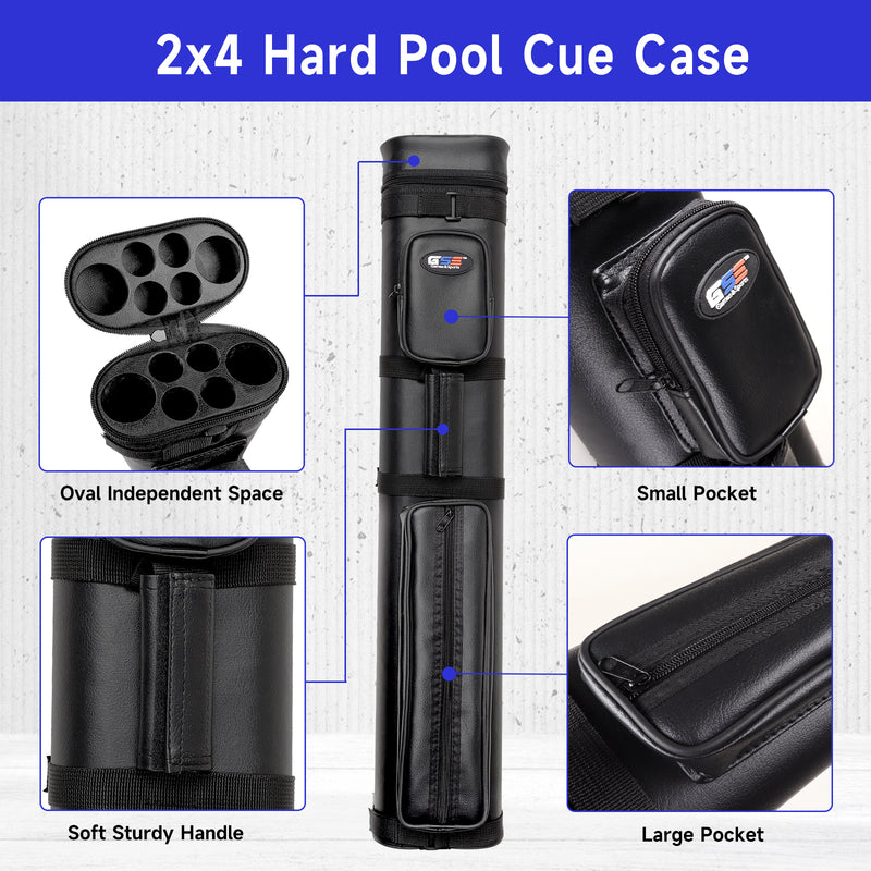 2x4 Oval Hard Pool Cue Case, Billiard Stick Carrying Case for 2 Sticks, Billiard Cue Cases