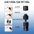 4-in-1 Pool Cue Tip Tool Billiard Accessory with Joint Protectors