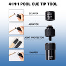 4-in-1 Pool Cue Tip Tool Billiard Accessory with Joint Protectors