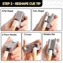 8-in-1 Pool Cue Tip Tool - Scuffer/Shaper/Aerator/Tapper/Trimer/Presser/Cleaner/Radius Slot