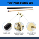 2-Piece Billiards Pool Cue Stick and Brass Screw-on Bridge Head Set