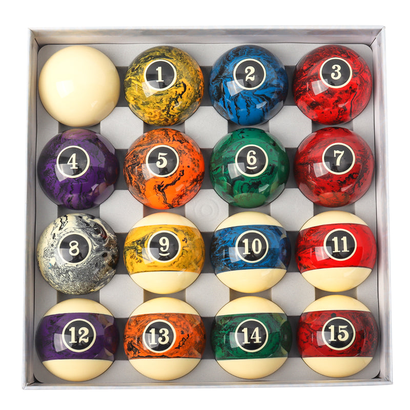 2 1/4" Professional Billiard Table Pool Ball Set - Dark Marble Swirl Style
