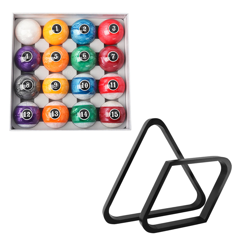 2 1/4" Pearl Style Billiards Pool Balls Set with Pool Ball Racks Set (3 Colors)