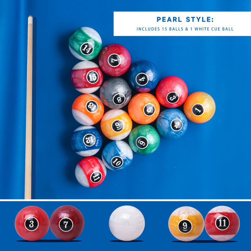 2 1/4" Pearl Style Billiards Pool Balls Set with Pool Ball Racks Set (3 Colors)