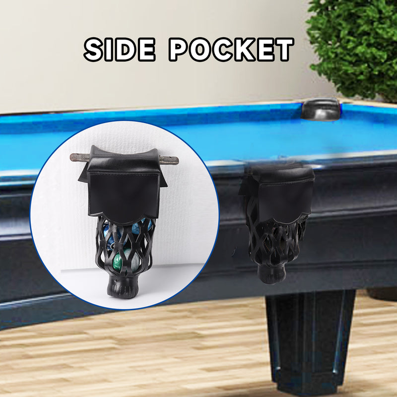 Set of 6 Heavy Duty Leather Billiard Pool Table Pockets for Pool Table - Black