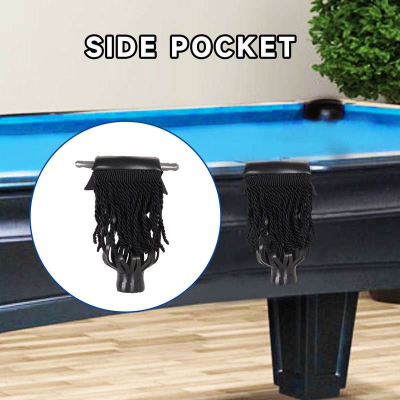 Set of 6 Heavy Duty Leather Billiard Pool Table Pockets for Pool Table - Black