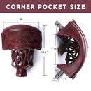 Set of 6 Heavy Duty Leather Billiard Pool Table Pockets for Pool Table - Black Cherry