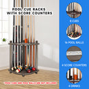 8 Corner-Style Floor Stand Pool Cue Racks with Score Counter (5 Colors)