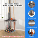 8 Corner-Style Floor Stand Pool Cue Racks with Score Counter (5 Colors)