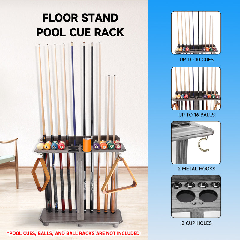 10 Floor Stand Pool Cue Racks, Holds Ball Racks and Pool Ball (5 Colors)