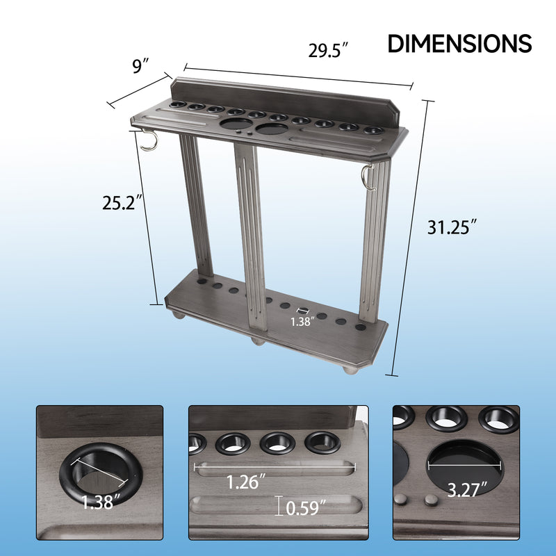 10 Floor Stand Pool Cue Racks, Holds Ball Racks and Pool Ball (5 Colors)