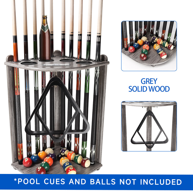 10 Corner Style Pool Cue Rack with Score Counter, Metal Hook, and Drink Holders (5 Colors)