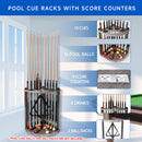 10 Corner Style Pool Cue Rack with Score Counter (5 Colors)